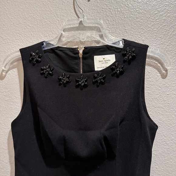 Kate Spade Dress Size 2 Black Cocktail Jeweled Neck Line Mini - Picture 2 of 9